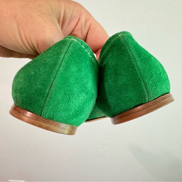 Miu Miu Green Suede Snub Toe Bow Ballet Flats Size 36 - Picture 5 of 7